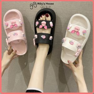 [FREESHIPMAX] - HÀNG HOT MỚI VỀ - Sandal nữ có quai hậu đế bánh mì 3cm dễ thương Ulzzang kèm 14 jibbitz Winnie the Pooh màu trắng đen hồng QN-04 - Mayto.depxinh