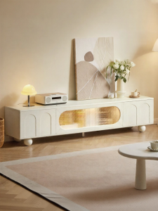WEISHA | White French Solid Wood TV Cabinet