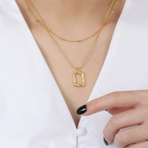Designer KKLUE LLUCK Double Layer Pure Silver Necklace Hip Hop Style Lockbone Chain Jewelry for Women with Pendant