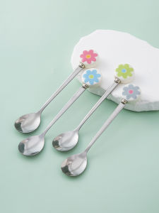 Ceramic Stainless Steel Coffee Spoon Kitchen Seasoning Stirring Spoon Baby Supplementary Food Spoon Creative Salt Spoon Cup Spoon