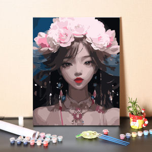 Hand-Painted Digital Oil Painting DIY Filling Chinese Ancient Beauty Bedroom Decorative Artwork Acrylic on Linen Canvas