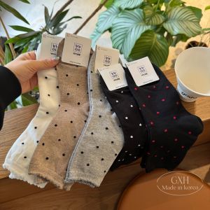 ถุงเท้าลายจุดสไตล์บัลเล่ต์ครึ่งแข้งสำหรับผู้หญิง ถุงเท้าผ้าฝ้ายระบายอากาศได้ดี ระบายอากาศได้ดี ถุงเท้าฤดูร้อน