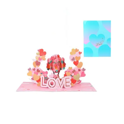 3D Pop-Up Love Heart Rose Card Valentines Day Anniversary Message Confession Card Handmade Paper Sculpture Gift Envelop