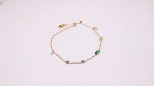 LUXUSTEEL Boho Nhiều Màu Sắc Cubic Zircon Vòng Chân Thép Không Gỉ Hình Học Pha Lê Mắt Cá Chân Vòng Tay Nữ Mùa Hè 2023 Phụ Kiện Thời Trang