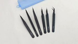 Tweezer Elbow/Straight Stainless Nippers Forceps Anti-Static Tweezers Decal Sticker Penyepit Tajam
