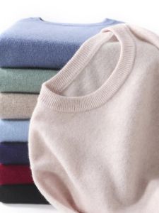 2025 100% Pure Merino Wool Mens Round Neck Pullover Solid Color Plus Size Casual Sweater Autumn And Winter Sports Cashmere Top