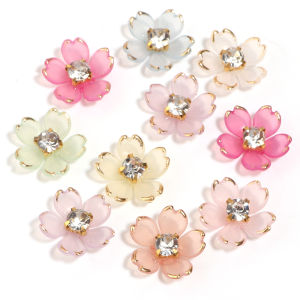 50pcs 14mm Acrylic Flowers Rhinestone Patch Decorative Beads Pearl Bauhinia Flower Base for Jewelry Making Clothing Headwear