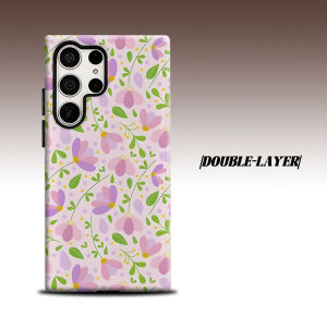 Pink Purple Daisy Vine For Samsung Galaxy S26 S25 S24 A56 A36 Dual Layer Luxury Fashion Full Lens Protective Case