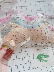 3pcs Baby Bra print Cotton Stretchable Stripes Girls Trainier Non-Wire Beginners Bra 7-12years old