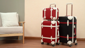 Urecity Handmade Retro กระเป๋าเดินทางหนัง PU กระเป๋าเดินทางที่มีสไตล์สําหรับเดินทางกระเป๋าเดินทางวินเทจสําหรับผู้หญิงที่มีกระเป๋าถือ 14 นิ้ว