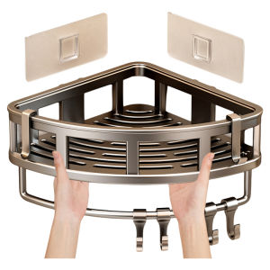 Giá Treo Tường Phòng Tắm Bằng Hợp Kim Nhôm Không Cần Khoan Kiểu Scandinavia Hai Lớp Chịu Lực Bền Bỉ Cho Gian Phòng Vệ Sinh