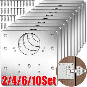 10Sets Hinge Repair Plate Kitchen Cabinet Door Hinges Mounting Plate with Screw Flat Fixing Brackets Furniture Hardware Tools