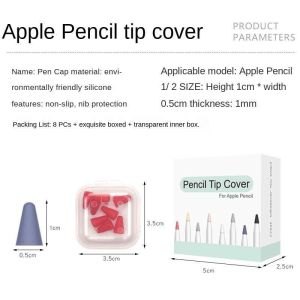 8 PCS Pencil Tip Cover For Apple Pencil 2nd 1st Generation Mute Silicone Nib Case For Pencil 2 1 Cover Skin Screen Protector