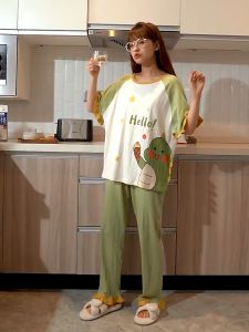 [C07] Bộ Mặc Nhà Cộc TayQuần Dài  Nữ Trẻ Trung Năng Động Chất Cotton  Hàng Quảng Châu Cao Cấp (2023)