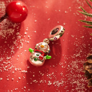 2025 Charms 925 Sterling Silver Christmas Pendant Snowman Beaded Original Bracelet DIY Jewelry Lovers Hot Gift