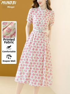 MINGSI | French Tie Linen New Summer Slim Waist Dress