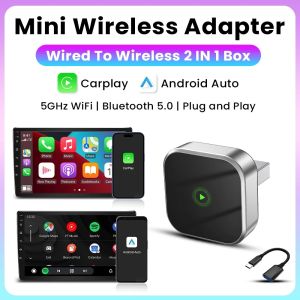 Wireless 2 in1 Carplay Adapter for Android iPhone Auto Wired to Wireless AI Box USB Connection For Volvo Benz Mg Kia Chery VW