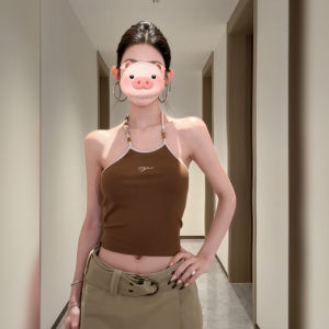 BINKAFENNY | เสื้อกั๊กถักคอวีแขนกุดทรงสลิมฟิตสำหรับผู้หญิงในช่วงฤดูร้อน เสื้อคลุมกันหนาวแบบสั้น ดีไซน์เก๋ไก๋ ใส่ลำลอง