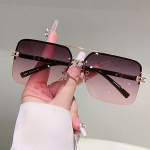 KAMMPT Oversized Square Sunglasses Chic Rimless Gradient Multi-color Casual Shades Women Trendy Vintage Brand Design Sun Glasses