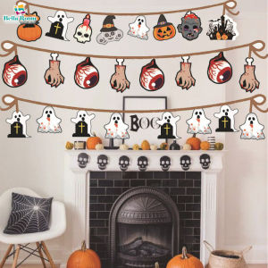 3m New Halloween Flag Banner Ghosts Bat Pumpkin Skull Paper Hanging Flag Haunted House Party Horror Decoration Supplies