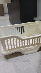 Mini Kitchen Dish Rack Drainer with Drain Tray Base & Detachable Utensil Holder Plastic Dish Organizer