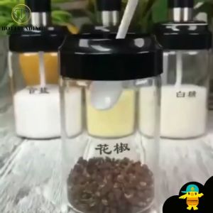 Combo 5 Hủ Đựng Gia Vị Có Thìa Thông Minh Chất Liệu Thủy Tinh Siêu Cứng An Toàn Trùm Sỉ Gia Thành