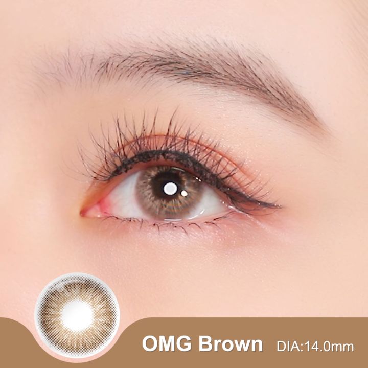 Magister คอนแทคเลนส์, คอนแทคเลนส์สายตาสั้น, OMG Brown, คอนแทคเลนส์ขนาดเล็ก, คอนแทคเลนส์สี, สีเทา, สีน้ำตาล, สีฟ้า, ขนาดมินิ, 1 คู่/2 เลนส์ + ฟรี