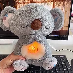 Breathing Koala with Light Sound Baby Sleep and Playmate Koala Musical Stuffed Plush Toy Newborn Sensory Comfortable Baby Gifts