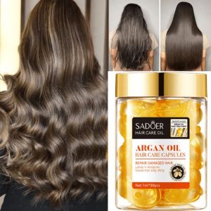 Argan Hair Care Essential Oil Capsules Repair Damaged Dry Frizz Hair Split Nourish Serum Anti-Hair Loss Treat Silky Conditioner