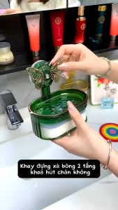 Khay đựng xà bông có khoá hút chân không không đục dán làm hỏng tường tháo lắp linh hoạt