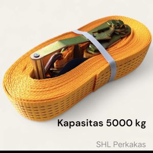 RACHET TIE DOWN KAPASITAS 5000 kg - TALI TREK BELT - ALAT IKAT BARANG TEBAL TIDAK MUDAH PUTUS - RATCHET BUCKLE SET 2" x 10 m
