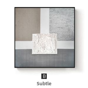Modern Minimalist Living Room Decorative Artwork Black White Grey Abstract Square Triple Canvas Painting High End Decoration