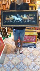 กรอบรูป ม้า ภาพม้า ม้ามงคล ม้าแปดเซียน 33x76ซม. ภาพเสริมฮวงจุ้ย เจริญก้าวหน้า รุ่งเรือง ร่ำรวย ของขวัญ ของที่ระลึก จัดฮวงจุ้ย แต่งบ้าน