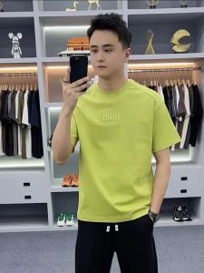 New Mens Simple Design Short Sleeve Color Block T-Shirt Summer Casual Loose Breathable round Neck Half Sleeve Shirt