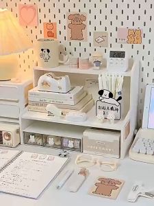 ชั้นวางเครื่องสำอาง ชั้นวางของ บน โต๊ะทำงาน มินิมอล 2ชั้น ชั้นวางของบนโต๊ะ ชั้นวางหนังสือ