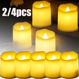 【Swan Home】1/2/4Pcs LED Candle Wave Port Battery Operated Fake Electric Candles Flameless Christmas Party Wedding Decoration Tealight