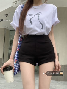 Quần Short Bó Sát Cạp Cao Màu Đen Cho Nữ Mùa Hè Quần Bó Sát Màu Đỏ Đa Năng Quần Bó Sát Thường Ngày Cho Nữ