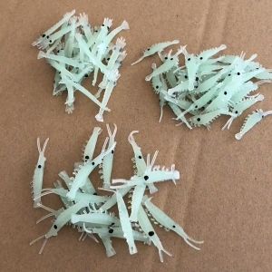 100/20pcs/set Luminous Shrimp Hook Fishing Lure Sabiki Rigs with 5 Hooks Sea Fishing Flasher Bait Rigs Soft Lure Fishing Hooks Artificial Shrimp Fishing Lures Soft Prawn Shrimp Artificial Bait Hooks Simulation Fishing Gear