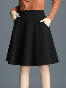 Fashion A- line Plus Size Ladies Mid Length Long Length Pocket Skirt