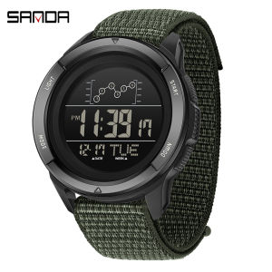 SANDA Fashion Men Outdoor Shockproof Watches Men Wristwatch Waterproof Nylon Strap Military Digital Reloj Sport Watch