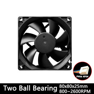 Quạt Làm Mát PC JUMPEAK 12V 80mm PWM 4PIN 2600RPM Tốc Độ Cao Êm Ái Hai Vòng Bi Cho Máy Tính Tủ Server Vỏ Máy Bộ Làm Mát CPU