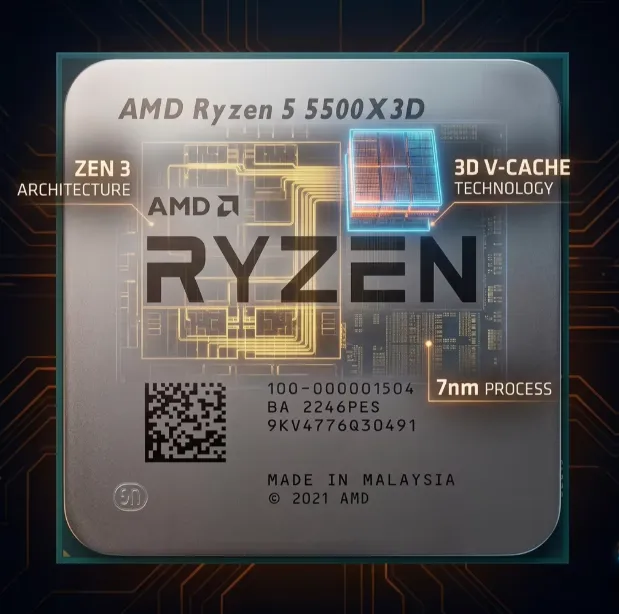 AMD | 15. AMD Ryzen 5 5500X3D CPU 7nm Zen 3 6 Core 12 Thread 96MB