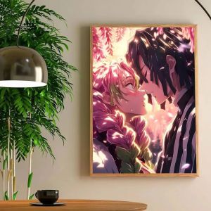 Bandai | 5D DIY Full Round Diamond Painting Nhân Vật Anime Lãng Mạn M-Mitsuri & O-Obanai Trang Trí Thẩm Mỹ Cho Gia Đình Phòng Khách Phòng Ngủ
