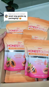 HONEST GLOW Kojic Papaya Pouch Niacinamide Soap 5 Bars 70g Whitening Anti Dark Spots Glass Skin