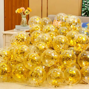 100 PCs Transparent Golden Sequins Balloon Wedding Romantic Decoration Wedding Room Scene Birthday Party 20 PCs Bright Gold