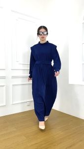 HELLOSHOP- DRESS BELT PLISKET VOXY PREMIUM FASHION WANITA DRESS PANJANG CEWEK GAMIS MUSLIMAH TERBARU PAKAIAN WANITA KEKINIAN DRESS MAXI Polo