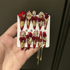 Red Butterfly Handmade Nail Art Stickers Wedding New Process Retro Wearable Nail Art Craft Bright Color System China Origin