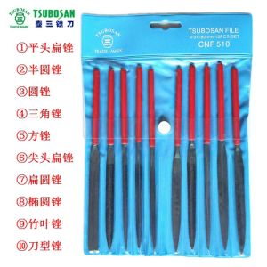 Japanese Pot Three Sets Assorted Paper File Flat File Semicircle Triangle round File 10 Sets #5 * 180mm Mold Trimming Steel File