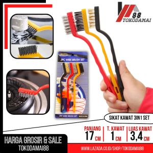 Set Sikat Kawat Tembaga Nylon Pembersih Kompor Wire Brush 3 in 1