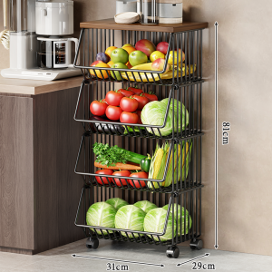 Multifunctional Wall-Leaning Mobile Kitchen Storage Rack